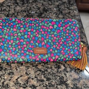 Fossil Multicolor Heart Print Wallet